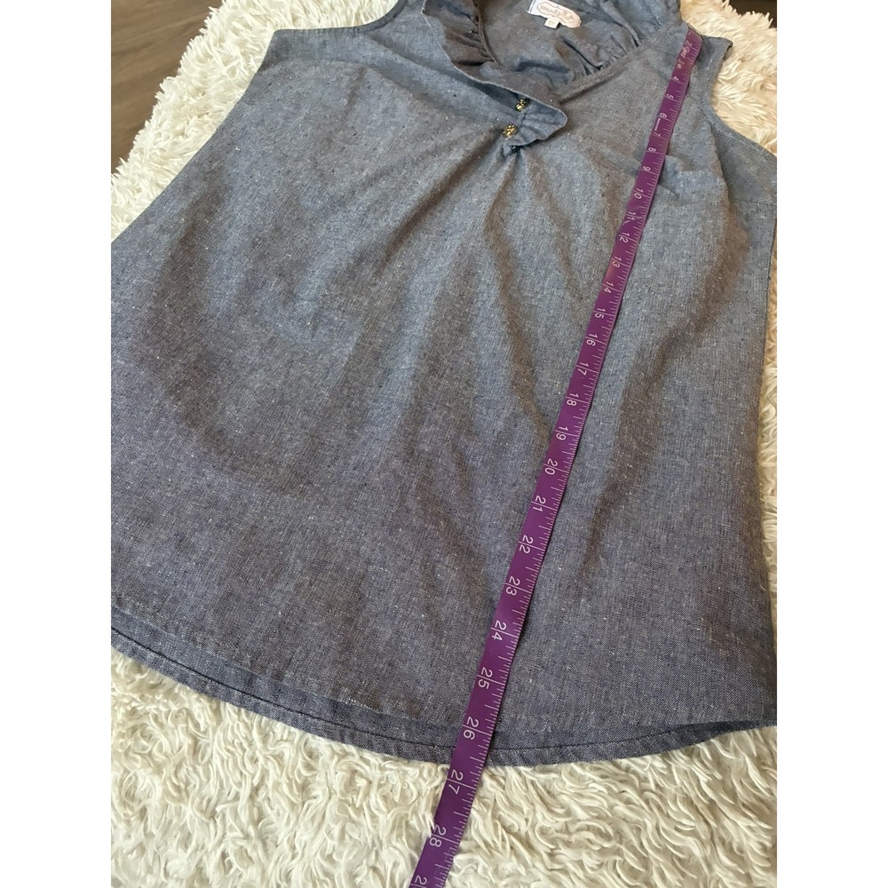 Mud Pie ladies Sleeveless Ruffle Collar Chambray Blouse XS , denim in color - Picture 16 of 16